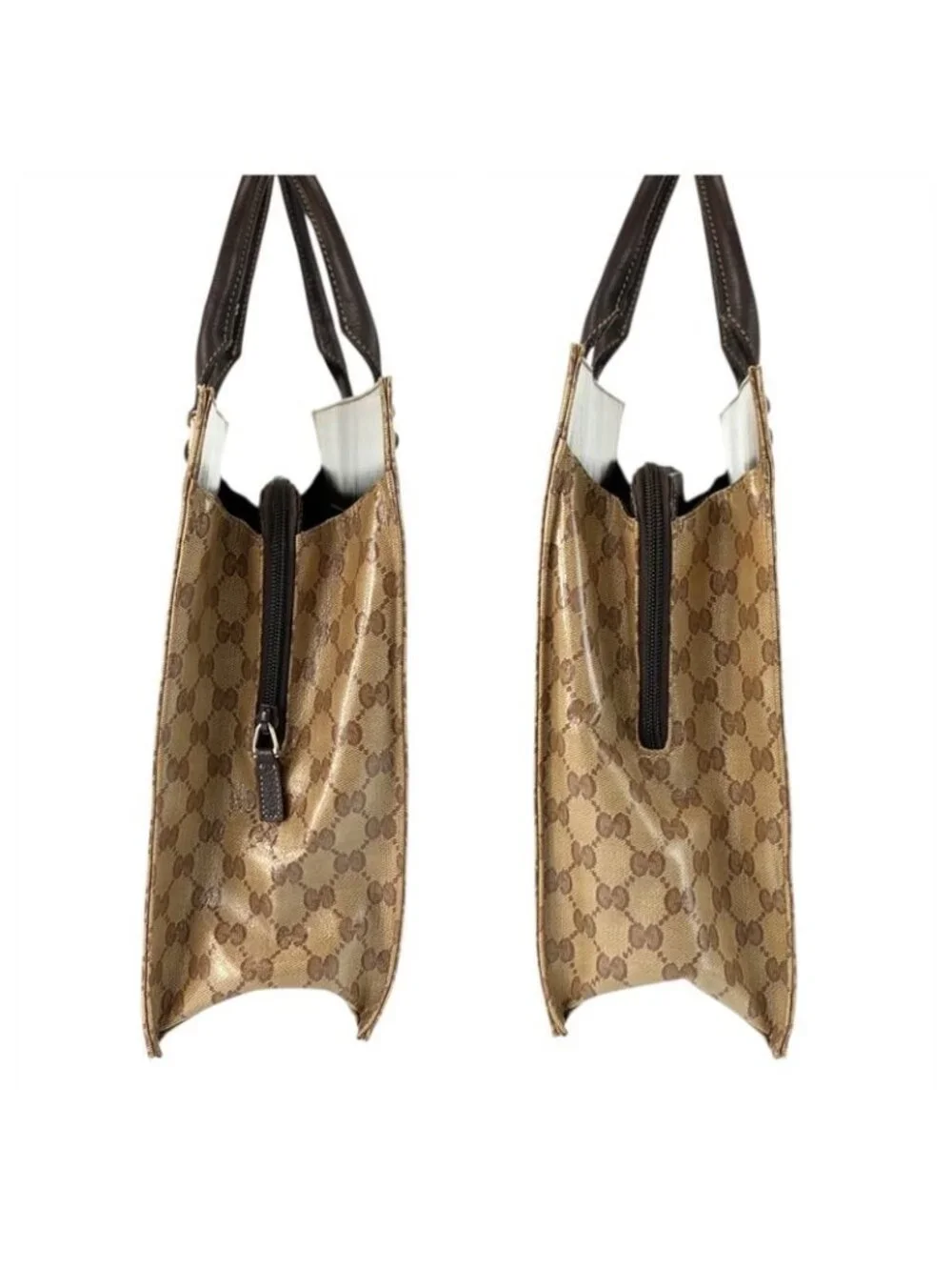 Gucci GG Crystal Beige Dark Brown Business Bag